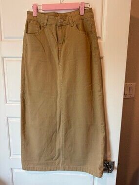 Be-Girl XS Khaki Denim Maxi Skirt